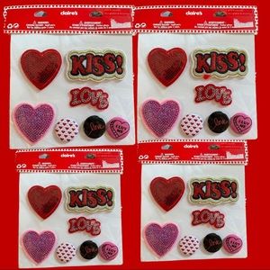 $32 Claire’s 28 count hearts sequin classroom pack button pins love kiss new